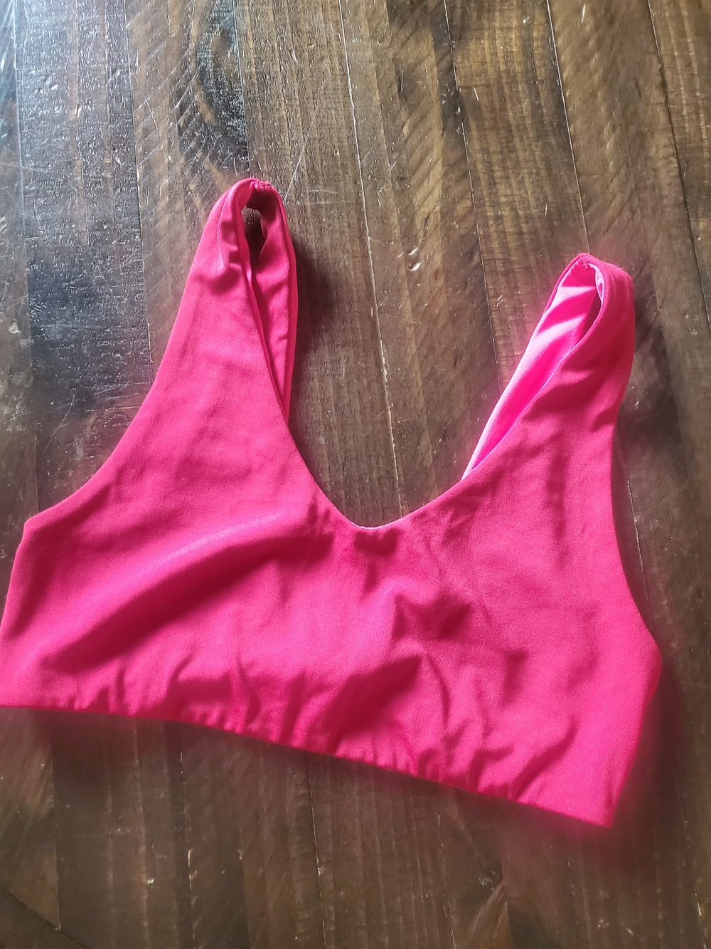 aerie Reversible Hot Pink Scoop Neck Crop Top